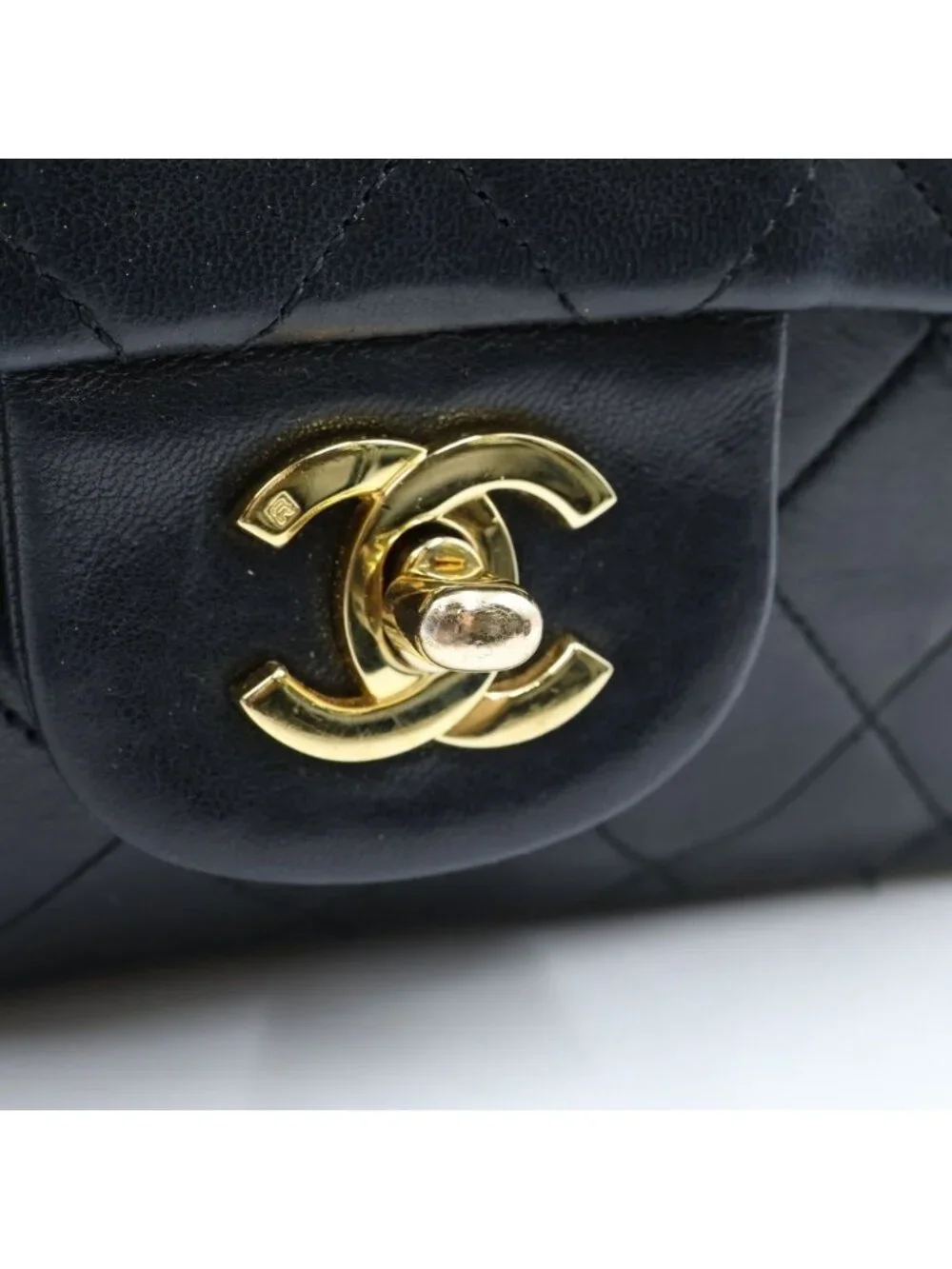 Chanel Quilted 23 Double Flap Chain Shoulder Bag Black Lambskin Gold